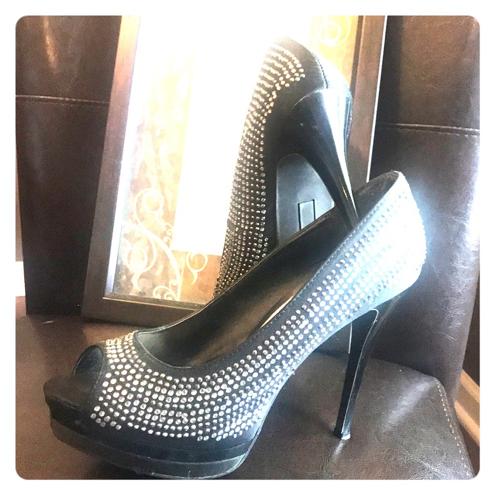 Classic Rhinestone Peep-toe Heel